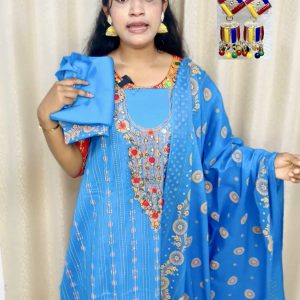 দিল্লি বুটিকের থ্রি পিছ - ব্লু বার্ড